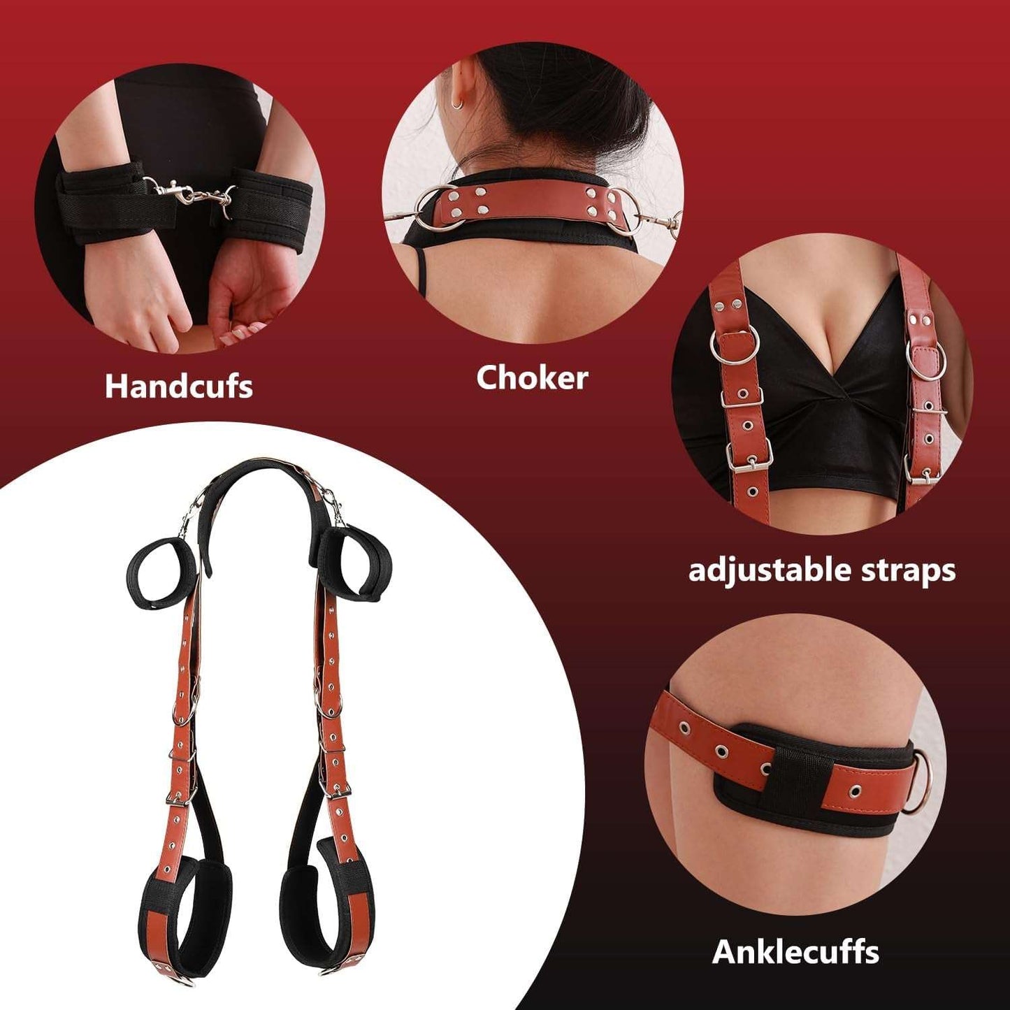 Adjustable BDSM Thigh & Wrist Restraint Kit-4