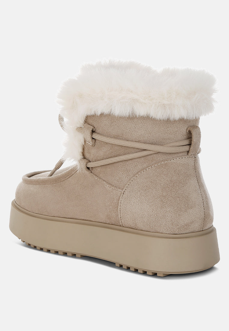 Bunting Faux Fur Collar Flatform Boots-3