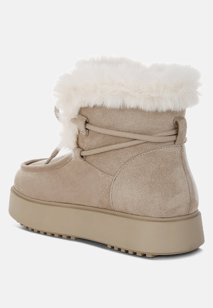 Bunting Faux Fur Collar Flatform Boots-3
