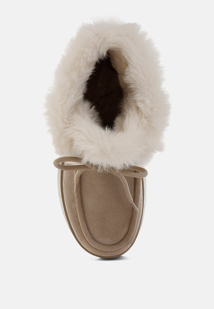 Bunting Faux Fur Collar Flatform Boots-4