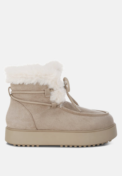 Bunting Faux Fur Collar Flatform Boots-0