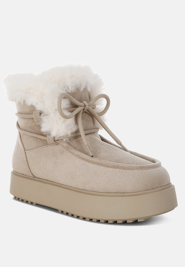 Bunting Faux Fur Collar Flatform Boots-2