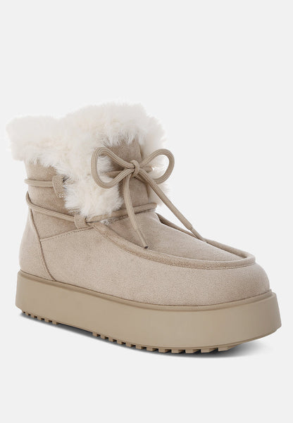 Bunting Faux Fur Collar Flatform Boots-2