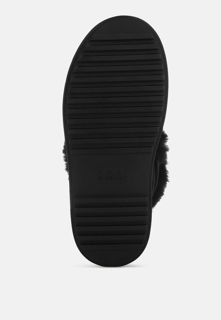 Bunting Faux Fur Collar Flatform Boots-1