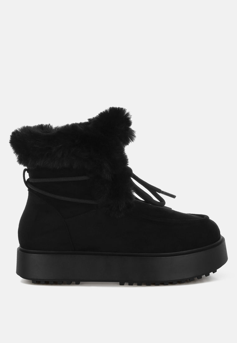 Bunting Faux Fur Collar Flatform Boots-5
