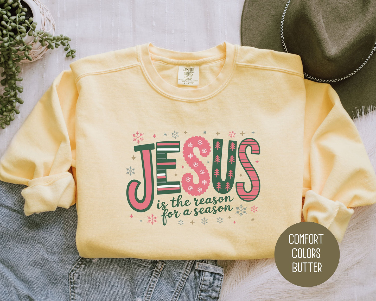 Jesus is the Reason for the Season Comfort Colors Sweatshirt-1