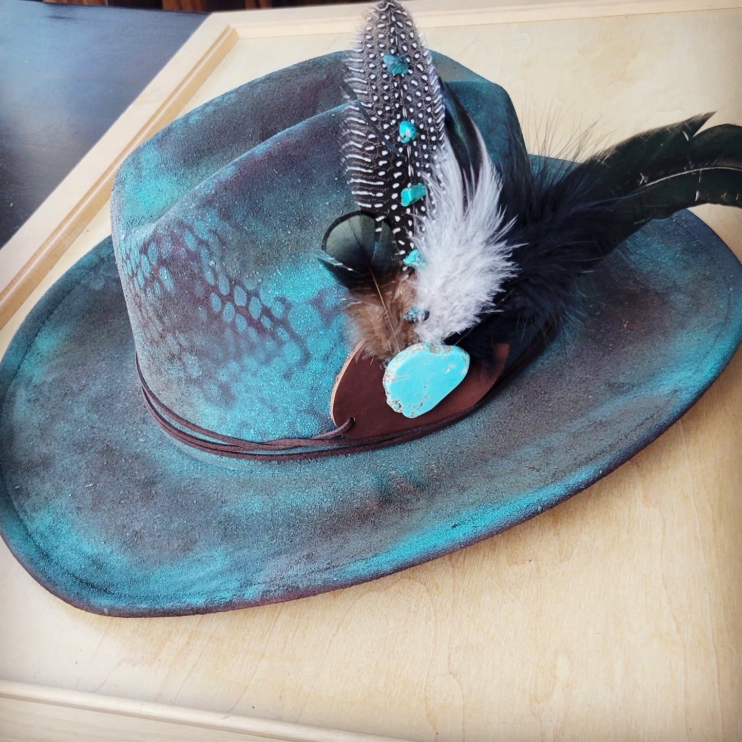 CUSTOM Hand-Painted Cowgirl Western Boho Hat A102-0