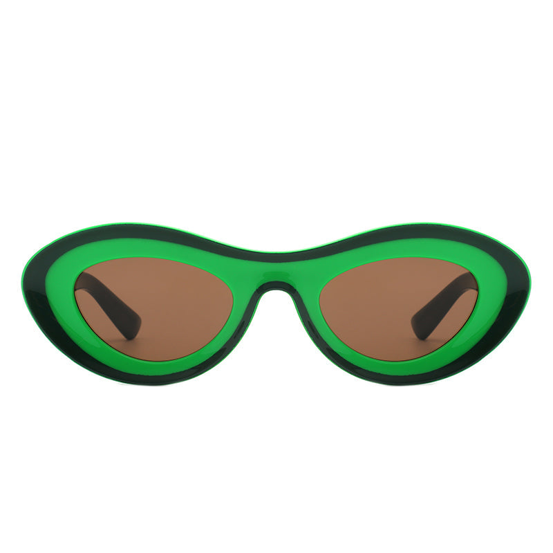 Alba - Oval Retro Round Tinted Fashion Sunglasses-1