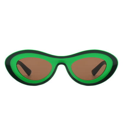 Alba - Oval Retro Round Tinted Fashion Sunglasses-1