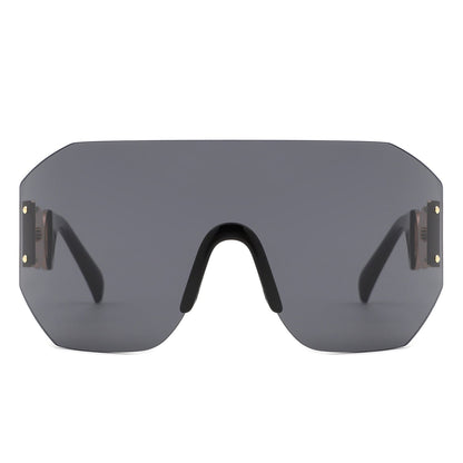 Brio - Oversized Bold Square Retro Rimless Sunglasses-1