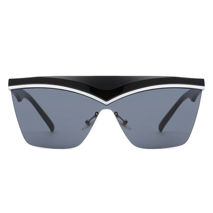 Lythia - Semi-Rimless Fashion Flat Top Sunglasses-1