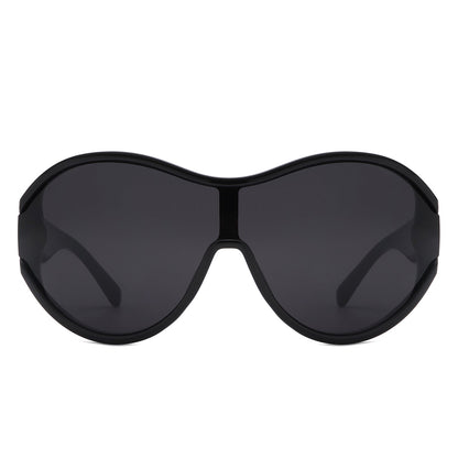 Gwyneth - Retro Oversized Oval Curved Round Sunglasses-2