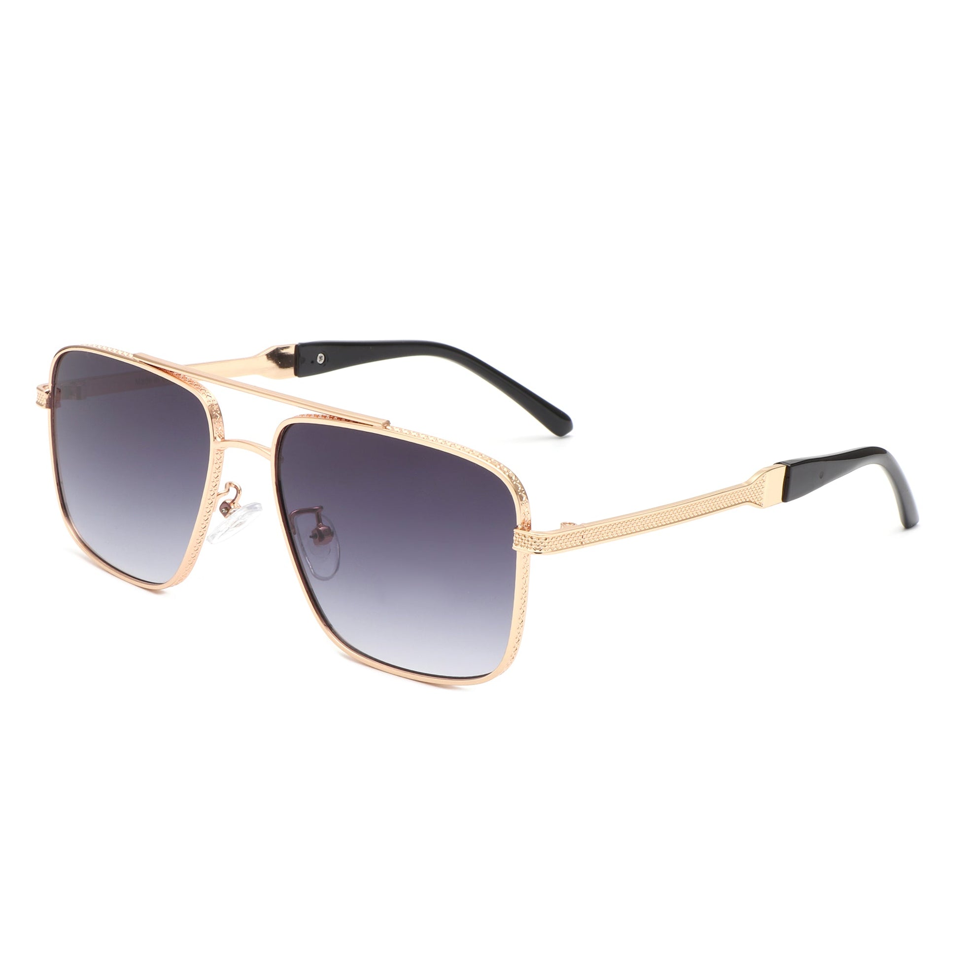 Drift - Square Flat Top Tinted Brow-Bar Fashion Sunglasses-2