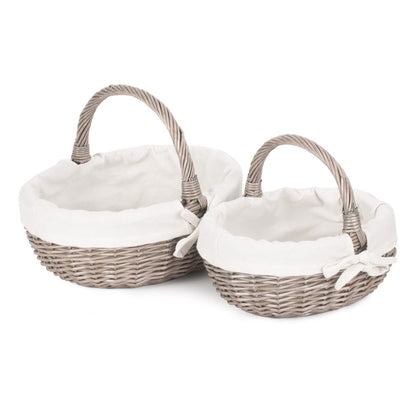 Lined Antique Wash Wicker Bathroom Shopping Basket-3