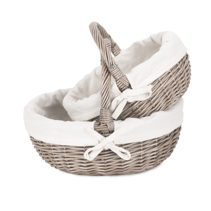 Lined Antique Wash Wicker Bathroom Shopping Basket-2