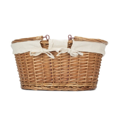 Lined Double Steamed Wicker Shopping Basket With Swing Handles-2