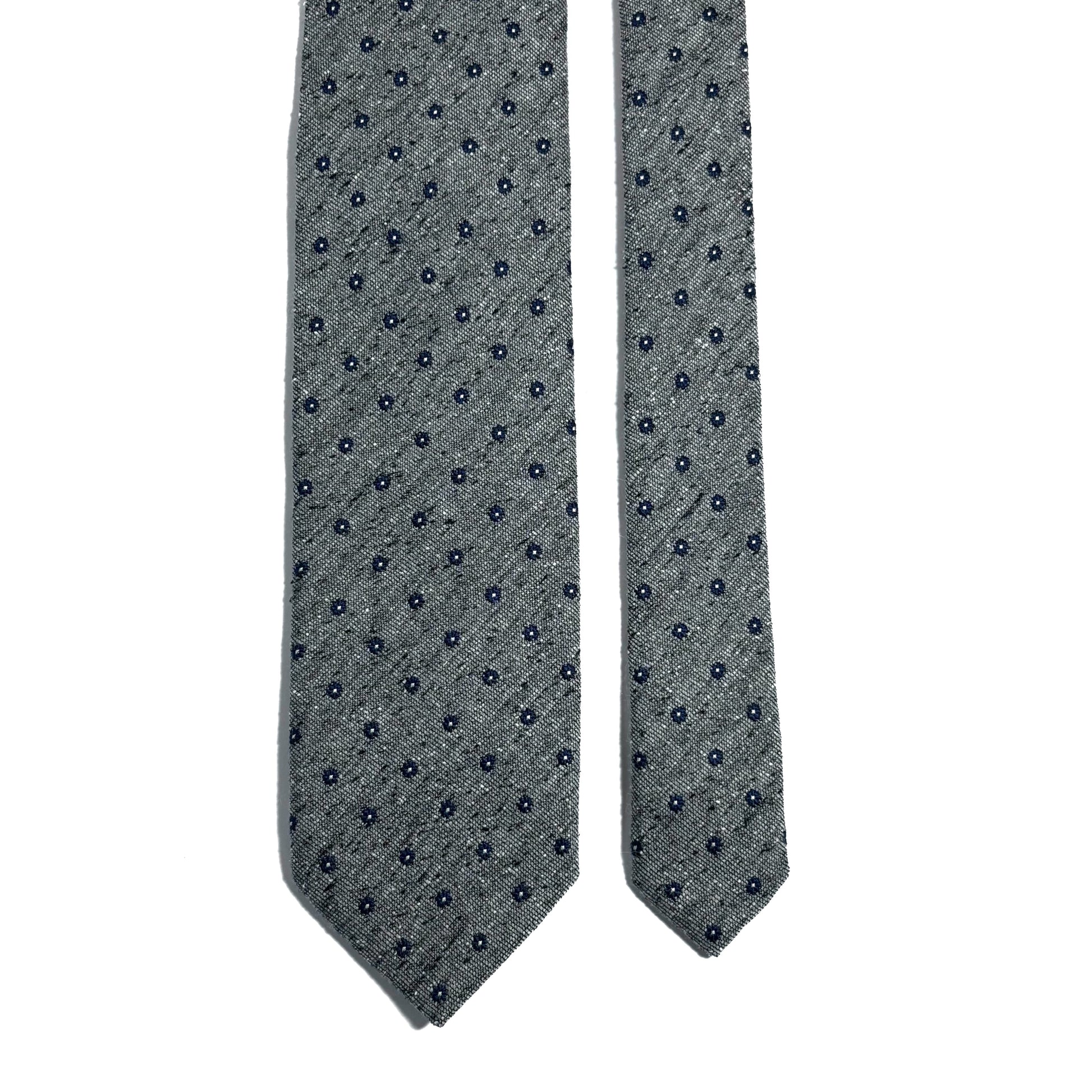 Gray Floral Wool/Silk Tie Handmade in Italy-2