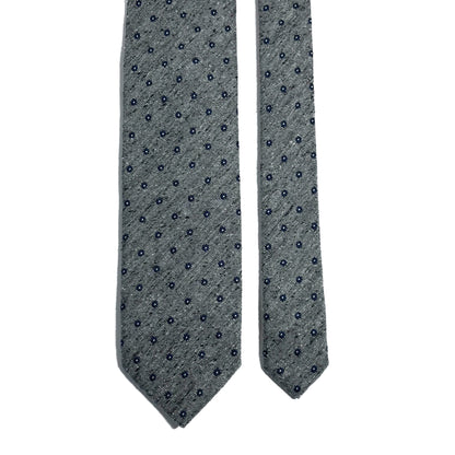 Gray Floral Wool/Silk Tie Handmade in Italy-2