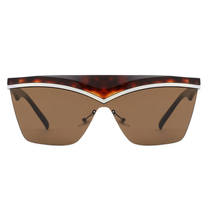 Lythia - Semi-Rimless Fashion Flat Top Sunglasses-4