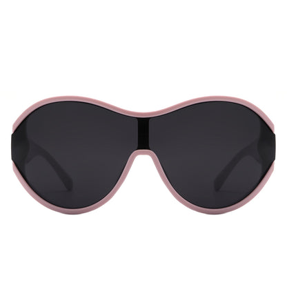 Gwyneth - Retro Oversized Oval Curved Round Sunglasses-1