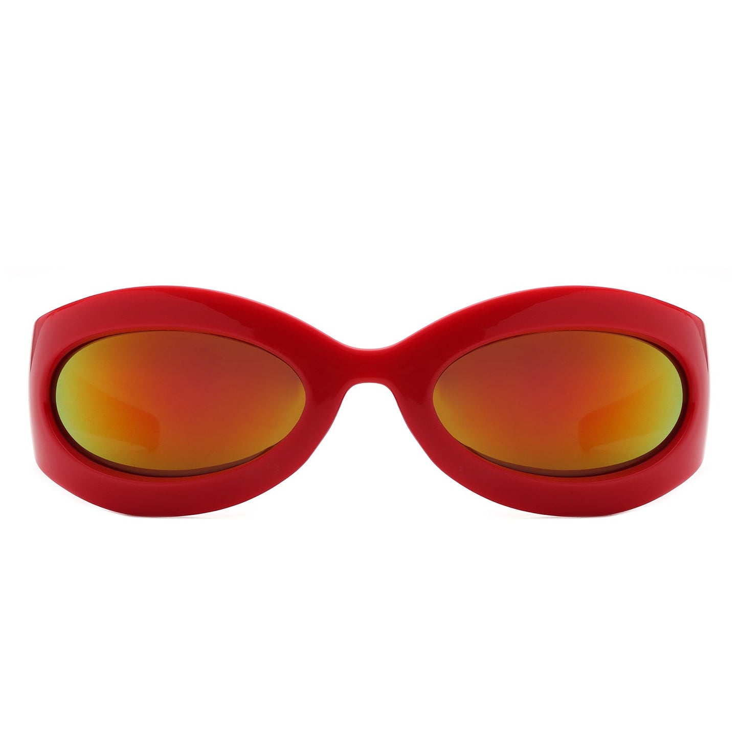 Albion - Retro Oval Wrap Around Round Sunglasses-4