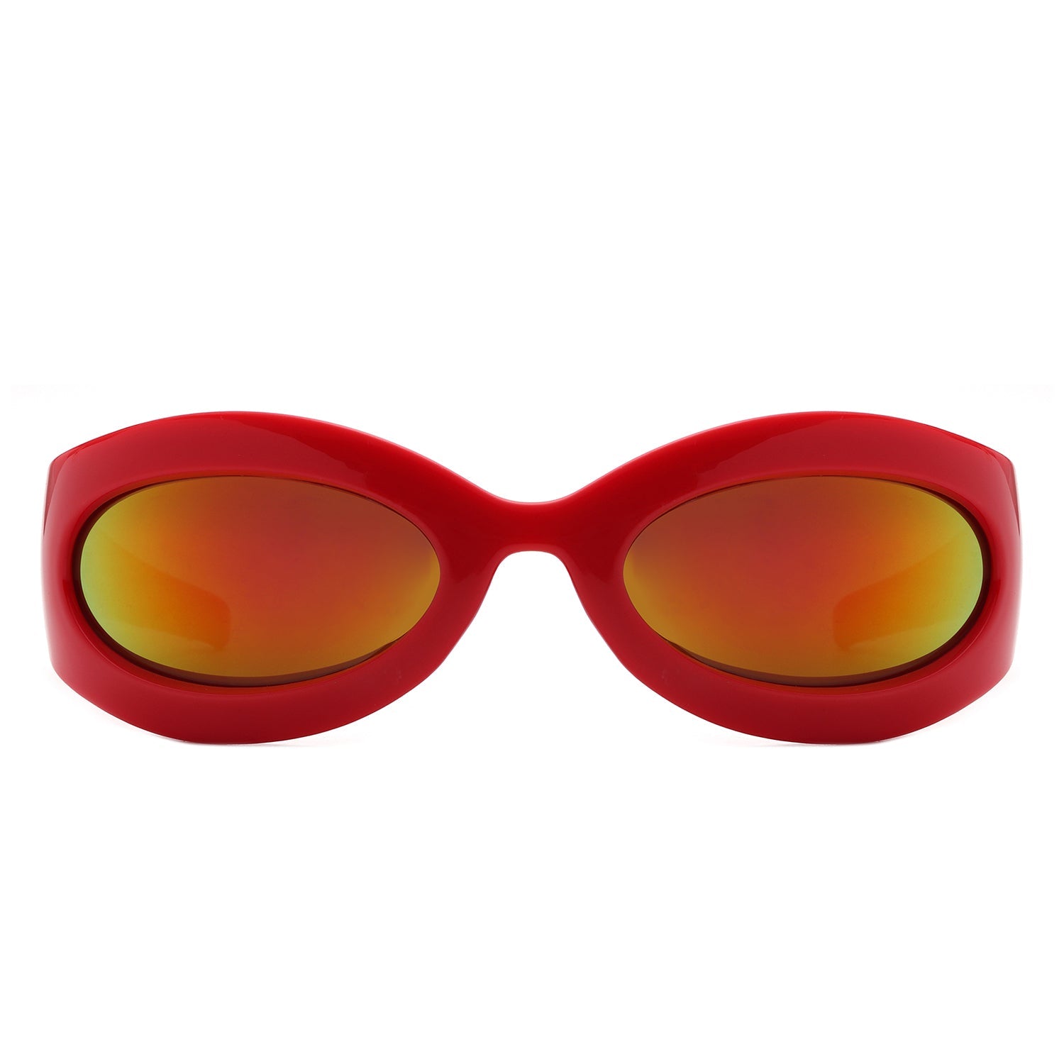 Albion - Retro Oval Wrap Around Round Sunglasses-4