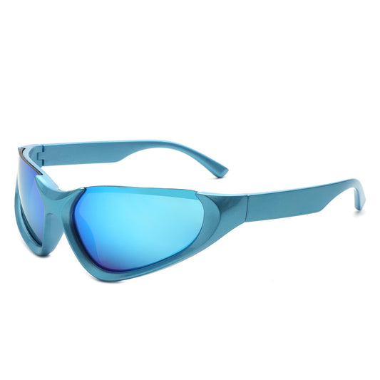 Dazzling - Retro Rectangle Wrap Around Fashion Sunglasses-0