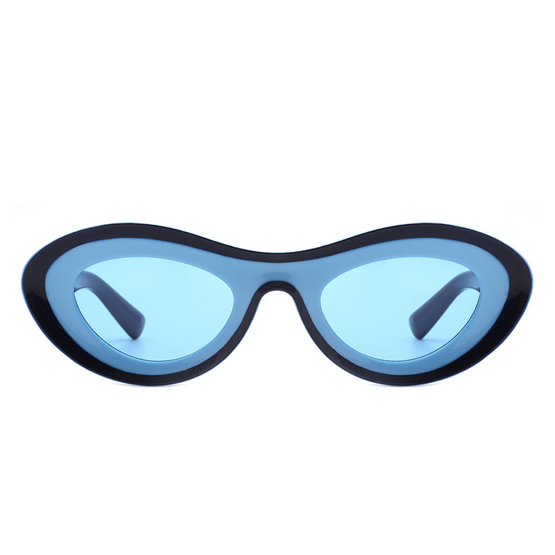 Alba - Oval Retro Round Tinted Fashion Sunglasses-4