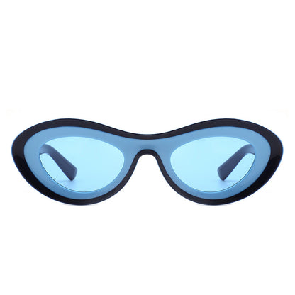 Alba - Oval Retro Round Tinted Fashion Sunglasses-4