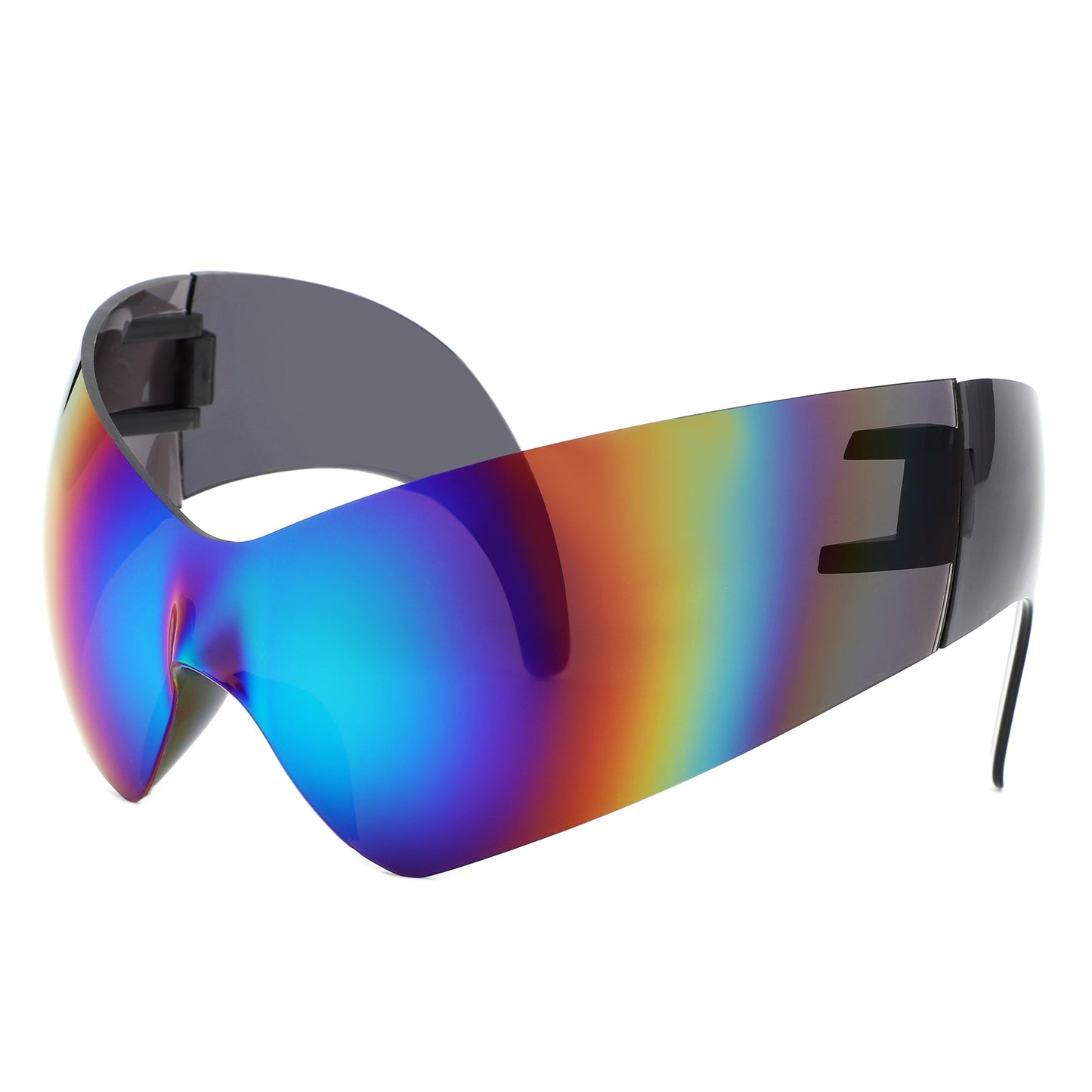 Clutch - Modern Rimless Oversized Color Pop Curved Sunglasses-5