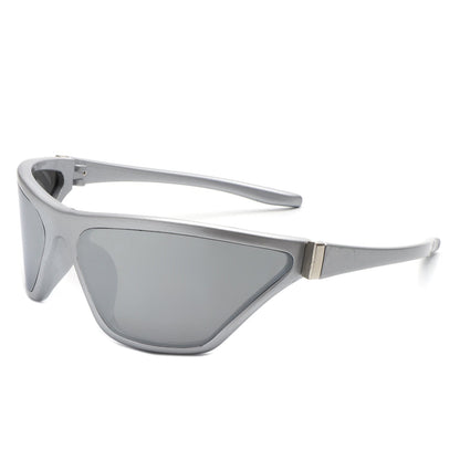 Luminize - Square Mirrored Wrap Around Sport Sunglasses-5