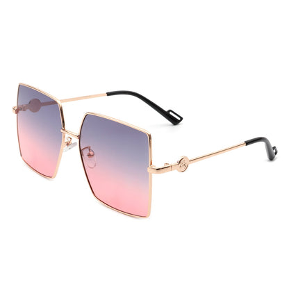 Benazia - Square Oversize Flat Top Large Tinted Women Fashion Sunglasses-6
