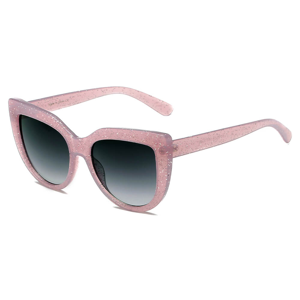 HELSINKI | Women Round Cat Eye Oversized Fashion Sunglasses-5