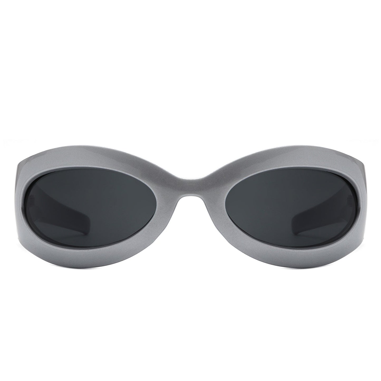 Albion - Retro Oval Wrap Around Round Sunglasses-1