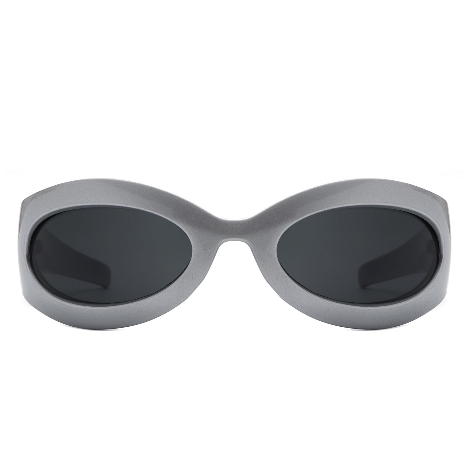 Albion - Retro Oval Wrap Around Round Sunglasses-1