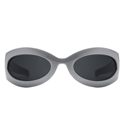 Albion - Retro Oval Wrap Around Round Sunglasses-1