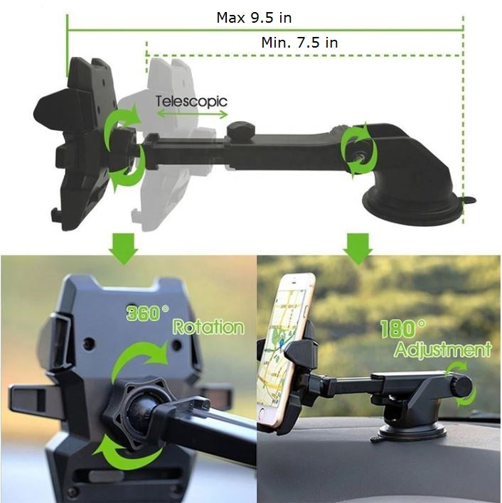 Car Phone Mount Holder Adjustable Long Neck One Touch-2