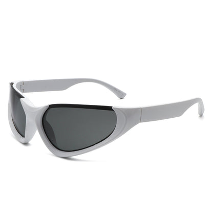 Dazzling - Retro Rectangle Wrap Around Fashion Sunglasses-8