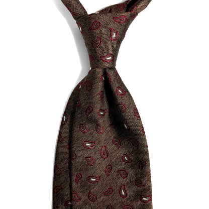 Brown & Burgundy Paisley Silk Jacquard Tie-1