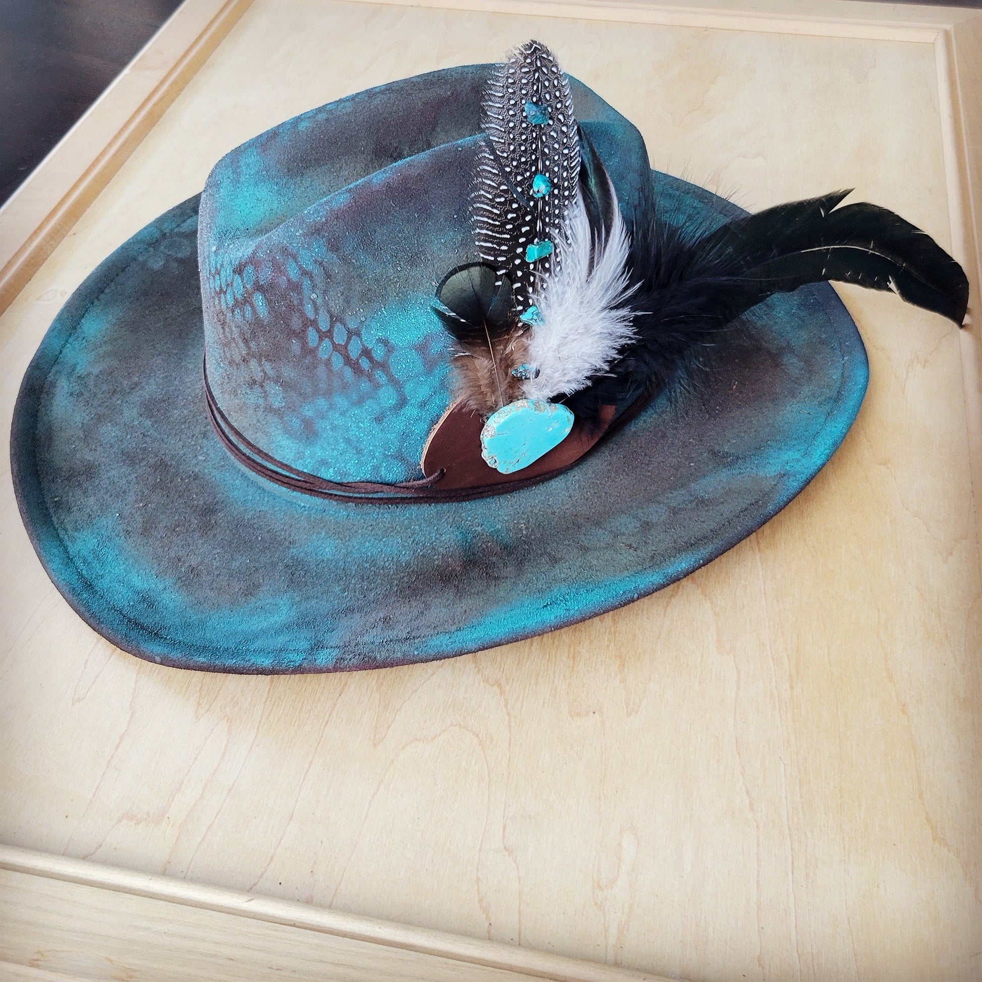 CUSTOM Hand-Painted Cowgirl Western Boho Hat A102-2