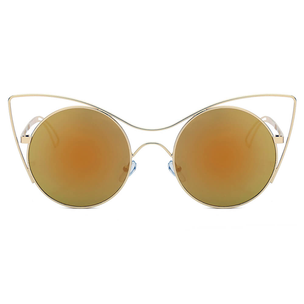 GERING | Women Round High Pointed Cat Eye Sunglasses-1