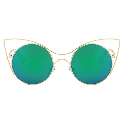 GERING | Women Round High Pointed Cat Eye Sunglasses-3