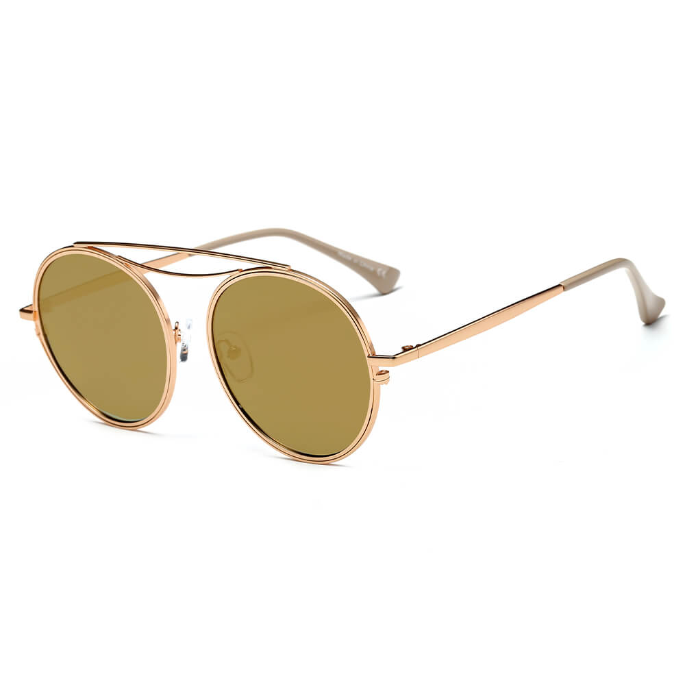 FAIRFAX | Polarized Circle Round Brow-Bar Fashion Sunglasses-6