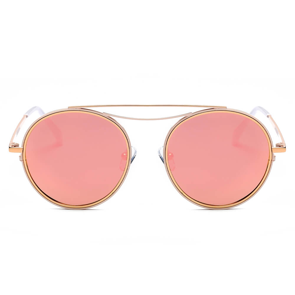 FAIRFAX | Polarized Circle Round Brow-Bar Fashion Sunglasses-3