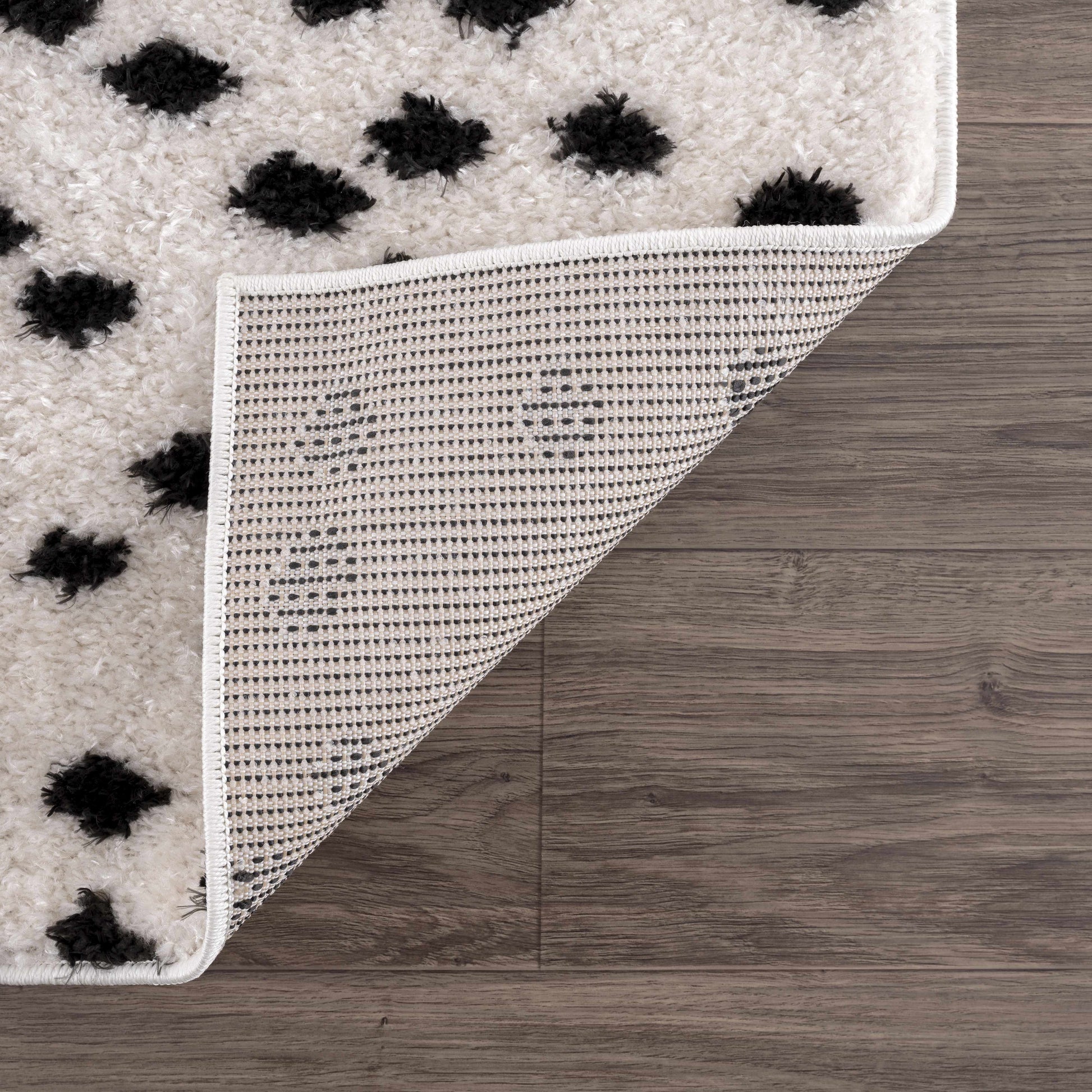 Cansu Black & White Dotted Area Rug-4