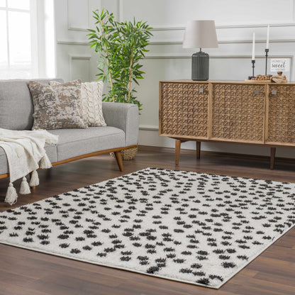 Cansu Black & White Dotted Area Rug-6