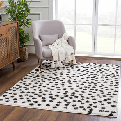 Cansu Black & White Dotted Area Rug-2