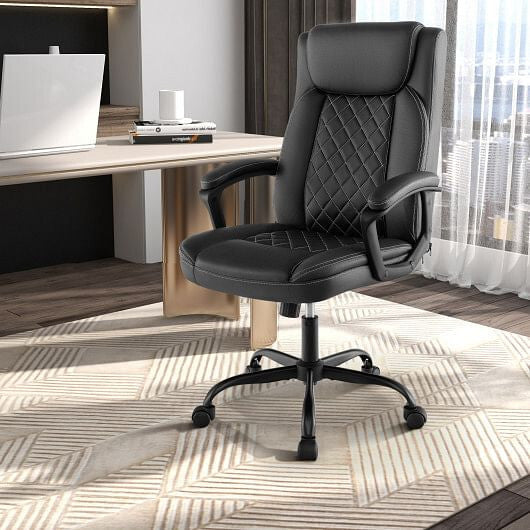 High Back Ergonomic Executive Chair with Thick Headrest Cushion-Black-0
