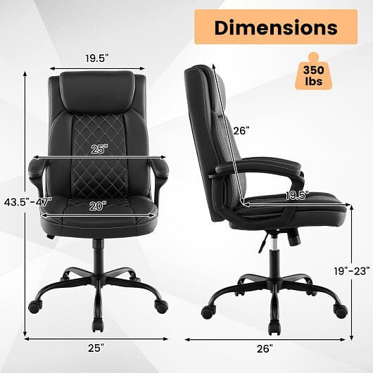 High Back Ergonomic Executive Chair with Thick Headrest Cushion-Black-2