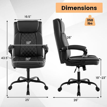 High Back Ergonomic Executive Chair with Thick Headrest Cushion-Black-2
